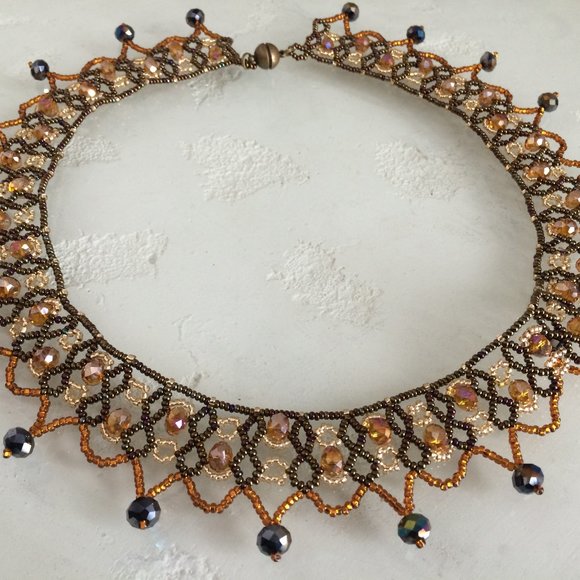 Czech Bead 20" CARMEN Necklace EARTH TONES - Picture 1 of 2